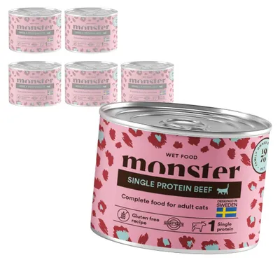 Zdjęcie produktu dla Monster Cat Adult Single Beef 6x200g Monoproteinowa Mokra Karma Dla Dorosłych Kotów z Wołowiną