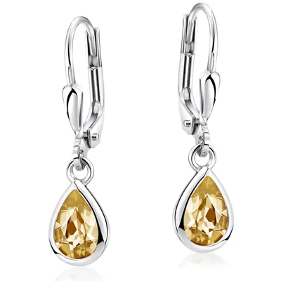 Produktbild von MATERIA Citrin Ohrringe orange Tropfen mit Brisuren - Ohrhänger Damen Silber 925 Schmuck rhodiniert SO-448-Orange
