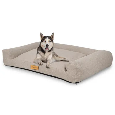 Image de Lit pour chien Dogeste 118x78 cm taille XXL en tissu mouton – gris