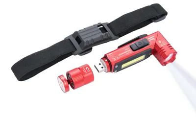 Taschenlampe/Biegbar, 5 Lichtfunktionen, 150 Lumen, rot, USB-ladbar