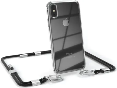 Produktbild von EAZY CASE Handykette für Apple iPhone XS Max, Transparente Silikonhülle mit Band, Clear Case, abnehmbar in  Schwarz