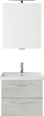 Produktbild von Pelipal Badmöbel-Set Serie 4035 BxHxT 60 x 200 x 45 cm Frontfarbe grau mit Waschtisch Keramik weiß und Waschtischuntersc