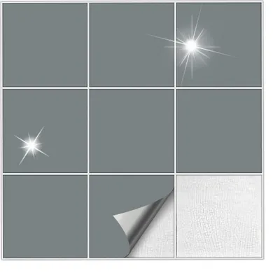 Produktbild von Kiwistar Fliesenaufkleber Grau Glänzend - 25 x 33 cm - 1 Stück - Klebefliesen Fliesenmuster Stickerfliesen Wandfliesen überkleben