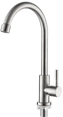 Productafbeelding van Ibenzoa® roestvrijstalen keukenkraan voor koud water, 360° draaibaar, waterbesparend (keramische cartridge tot 30%), loodvrij, inclusief aansluitslangen