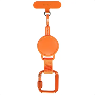 Imagen del producto de Cordón extensible con mosquetón y almohadilla para teléfono - Cordón antirrobo - Naranja