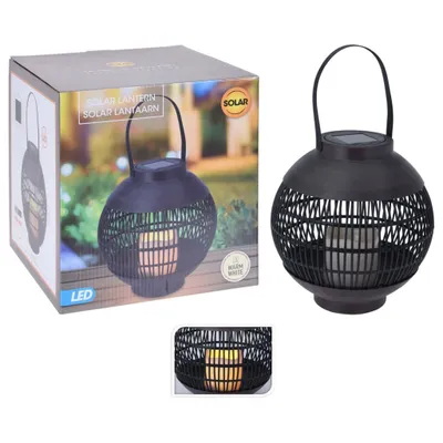 Image de ProGarden Lanterne solaire avec bougie LED en rotin noir