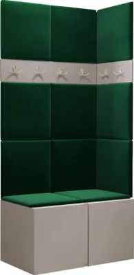 Produktbild von MIRJAN24 Garderoben-Set Orion I, Garderobe mit Sitzbank mit 11 x Wandpanel 42x42 (Farbe: Cashmere, Manila 35)