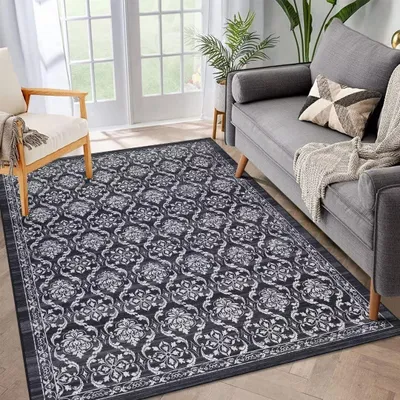 Obrázek produktu pro Pratelný Boho koberec do obývacího pokoje - Protiskluzový - Tmavě šedý - 160 x 230 cm