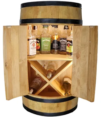 Immagine prodotto di Bancone in legno con porta, due ripiani, illuminazione a LED, bancone 80x50 cm marrone chiaro
