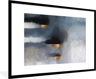 Produktbild von MuchoWow® Gerahmtes Poster Wolken - Gold - Abstrakt 90x60 cm - Poster mit Schwarzem Bilderrahmen Wandposter Rahmen Foto Bilder - Wanddekoration - Fotos