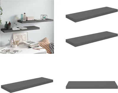 Obrázek produktu pro vidaXL Plovoucí police 2 ks. Vysoký lesk šedý 80x23,5x3,8 cm MDF - Nástěnná police - Nástěnné police - Plovoucí nástěnná police - Plovoucí nástěnná police