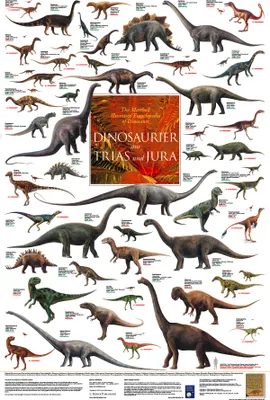 Obrázok produktu pre Dinosaury z triasu a jury Plagát laminovaný 60 x 90 cm
