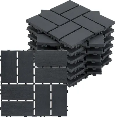 Produktbild von Izrielar 22 Stück Moderne Terrassenfliesen 30x30 cm – Kunststoff Klickfliesen für Balkon, Garten & Poolbereich anthrazit 2 m²