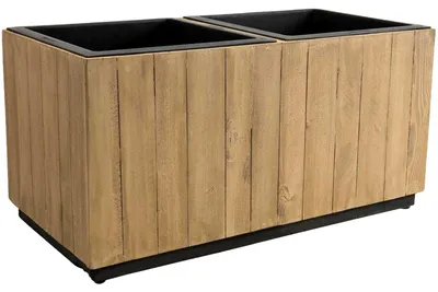 Image de Jardinière en bois VIVANNO MAXI, brun antique - 81 x 42 x 40 cm