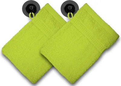 Produktbild von 2er Set Waschhandschuhe Waschlappen grün apfel 16x21 cm Frottee Baumwolle