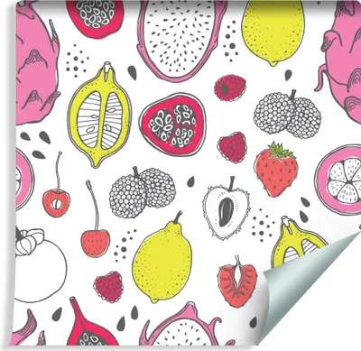 Zdjęcie produktu dla Tapeta do Kuchni Kolorowe OWOCE Egzotyczne Natura Dekoracja Ścienna 3D