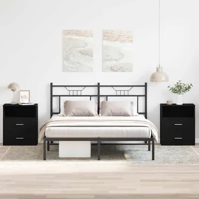 Obrázok produktu pre Maison Exclusive - Nočný stolík 2 ks Čierny dubový vzhľad 50 x 32 x 60 cm