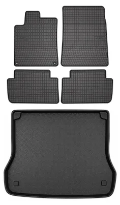 Zdjęcie produktu dla Dywaniki gumowe + mata bagażnika do Citroen C5 I 2001-2008 (kombi) – czarne, dopasowane – Wielganizator SolidPRO