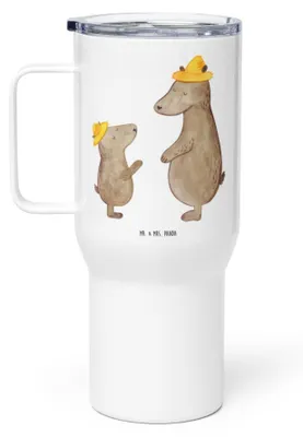 Produktbild von Mr. & Mrs. Panda thermosbecher Bären mit Hut - Weiß - Geschenk, Bär, Muttertag, Reisebecher, Kaffee-to-go-Becher, Kinder, Thermobecher, Vatertag, Familie, Teetasse