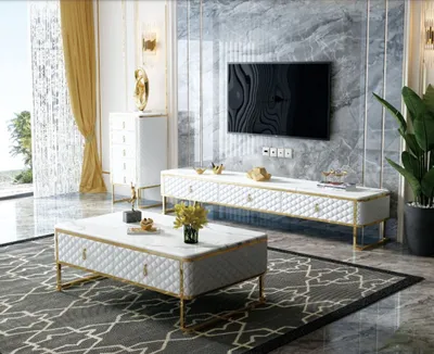 Productafbeelding van 3tlg.Wohnzimmermöbel Set Designer Wohnzimmer Sideboard+Couchtisch+Kommode