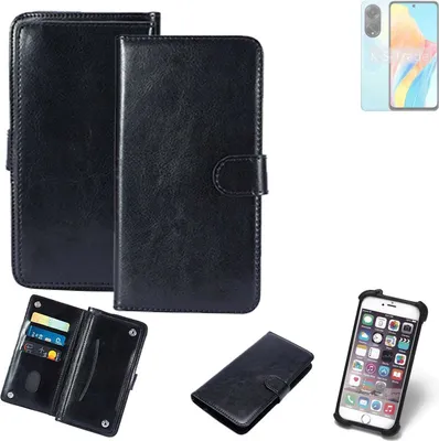 Produktbild von K-S-Trade 360° Hülle kompatibel mit Oppo A98 5G schwarz Kunstleder Case BookCase WalletCase Kunstlederederhülle Handyhülle, Rundumschutz Bumper