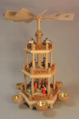 Produktbild von Tischpyramide Christi Geburt farbig 2-stöckig Höhe 46cm NEU