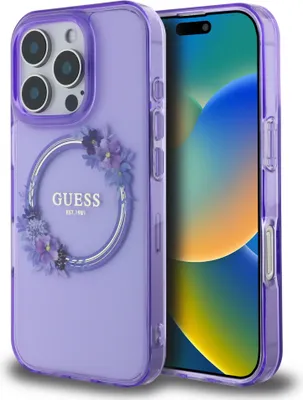 Immagine prodotto di Guess Iml Fiori  Custodia Magsafe per Iphone 16 Pro Max - Viola