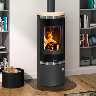 Produktbild von Oranier Arena 2.0 Kaminofen Stahl Schwarz mit Abdeckplatte Sandstein