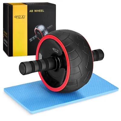 Produktbild von 4FIZJO AB Wheel XL Bauchtrainer, mit Stahlachse, Schaumstoffgriffen, verstärkte Rolle Schwarz - Rot