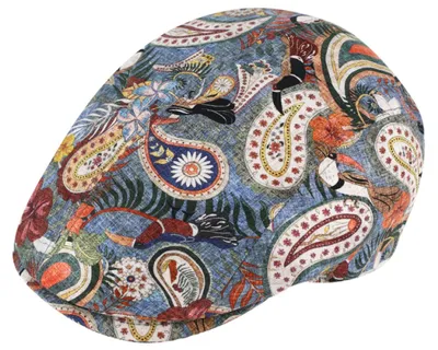 Fiebig Bunte Sommer-Flatcap in Paisley-Print in blau