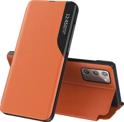 Image de Etui pour Galaxy S20 FE, Smart View Window Flip StandPolyuréthaneLeather Protective Case for Samsung Galaxy S20 FE Orange