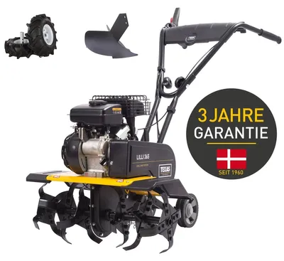 Produktbild von TEXAS Benzin Gartenfräse Motorhacke Bodenhacke Lilli 365TG Set mit Pflug + Räder