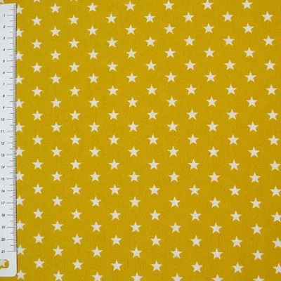 Produktbild von Baumwollstoff Meterware Sterne 1x1cm gelb weiß