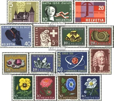 Produktbild von Briefmarken Schweiz 1958 Mi 653-667 (kompl.Ausg.) Jahrgang 1958 komplett postfrisch Jahresereignisse