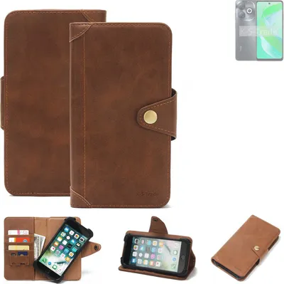 Produktbild von K-S-Trade Handyhülle kompatibel mit Infinix Smart 8 Plus Schutz Hülle Walletcase Bookstyle Tasche Case Handytasche Wallet Flipcase Cover PolyurethanBraun