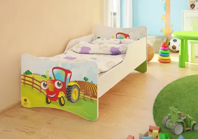 Produktbild von Best for Kids Kinderbett 70x140 cm mit Matratze und Rausfallschutz Traktor