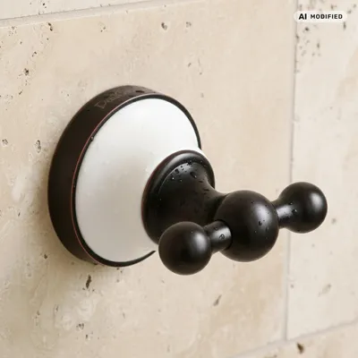Produktbild von PaulGurkes Nostalgie Retro 2er Handtuchhaken Halterung schwarz Antik Vintage