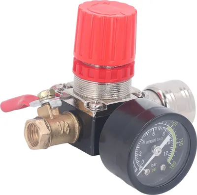 Obrázek produktu pro Regulátor vzduchového kompresoru, regulátor vzduchového kompresoru s manometrem, sada regulátoru vzduchového kompresoru, regulátor vzduchového manometru 0-180 PSI, regulátor vzduchového manometru, regulátor pneumatického nářadí
