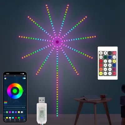 Productafbeelding van LED vuurwerkverlichting - USB RGB lichtstrip - Muzieksynchronisatie - Sfeerlicht voor thuis en feest