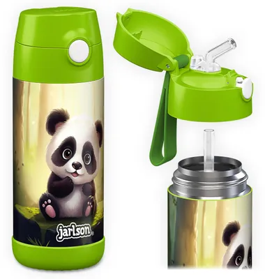 Kinder-Trinkflasche 350 ml Edelstahl isoliert Panda