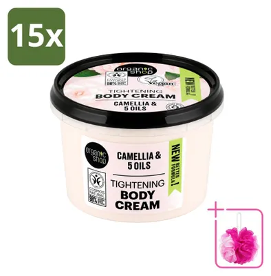 Immagine prodotto di 15 confezioni di crema corpo biologica Camellia & 5 oli - 250 ml - confezione risparmio - 15 pezzi