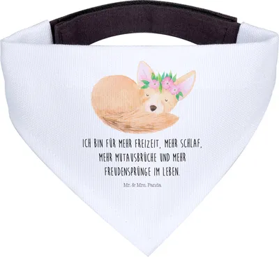 Produktbild von Mr. & Mrs. Panda Schal Für Hunde Wüstenfuchs Blumen - Weiß - Geschenk, Bandana, Dreieckstuch, Blumenkranz, Halstuch, Glücklich, Afrika, Wüste, Hund