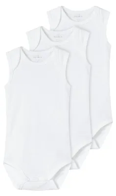 Image de Body bébé unisexe NAME IT, ensemble 3 pièces, modèle "Nbnbody", couleur blanche unie, référence 3 Noos, pyjama, couleur blanc éclatant, taille 62 EU