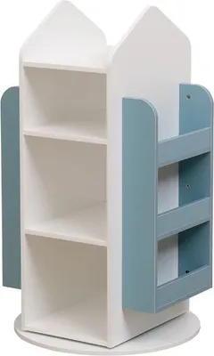 Zdjęcie produktu dla HOME DELUXE - Półka dziecięca JUNA - ok. 60 x 60 x 105,3 cm, kolor: biały / niebieski, obracana o 360° I Półka na zabawki Półka na książki dla dzieci Półka do pokoju dziecięcego