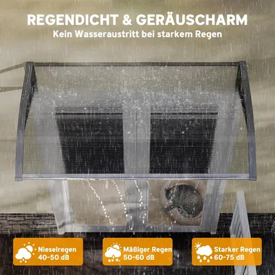 Produktbild von Pultvordach für die Haustür 110 x 60 x 18 cm mit UV-Schutz und Regenschutz aus Aluminium und transparentem Material