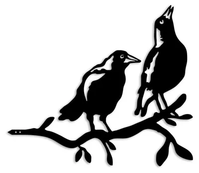 Image de Décoration de jardin Oiseaux sur branche en métal noir 45 x 39 cm