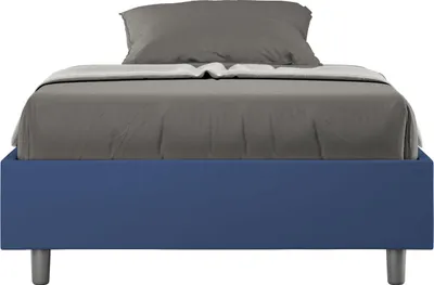 Produktbild von ITYHOME - Gepolstertes Bett mit Lattenrost 120x190 mit Kunstlederbezug Blau Azelia