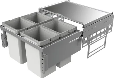 Zdjęcie produktu dla Naber 8012316 Kosz na śmieci Cox® Base 360 S/600-4 bez pokrywy biologicznej, jasnoszary / szerokość szafki 60 cm