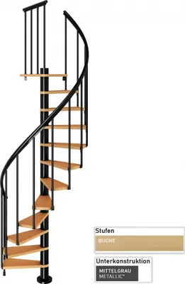 Produktbild von Dolle Spindeltreppe Calgary Buche/Anthrazit 244,8-280,8cm Geschosshöhe Ø120cm