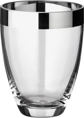 Produktbild von Vase Charlotte, mundgeblasenes Kristallglas mit Platinrand, Höhe 16 cm, Durchmesser 12 cm